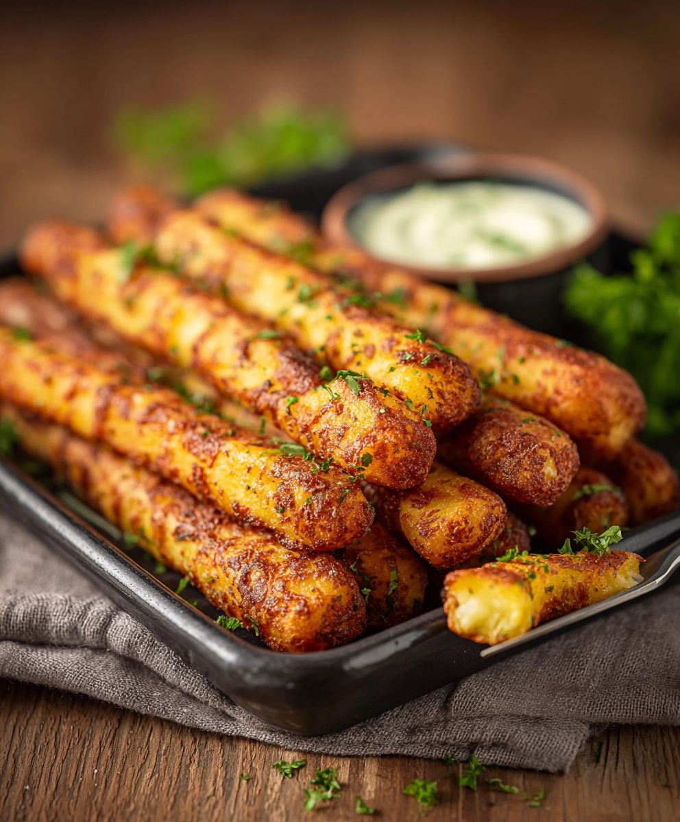 Kartoffel Käse Sticks Joghurt Dip