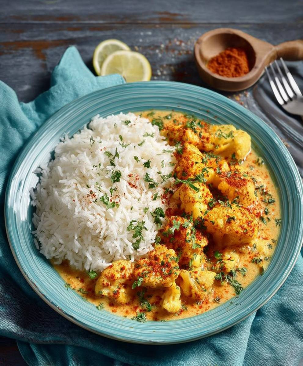 Blumenkohl Curry mit Reis