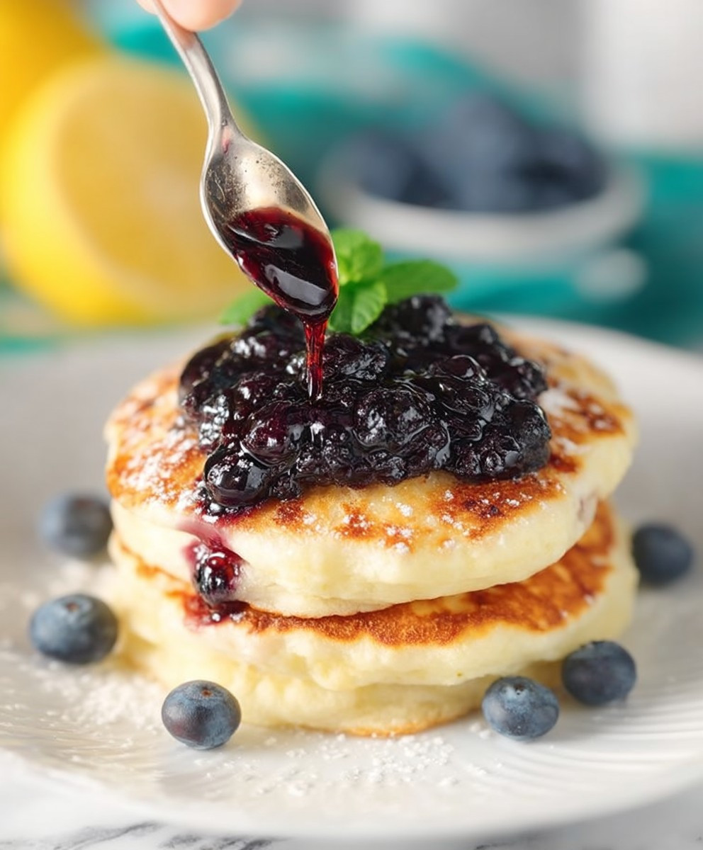 Blaubeer Pfannkuchen fluffige Pancakes