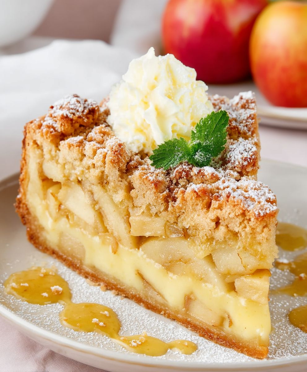 Apfelkuchen mit Vanillepudding