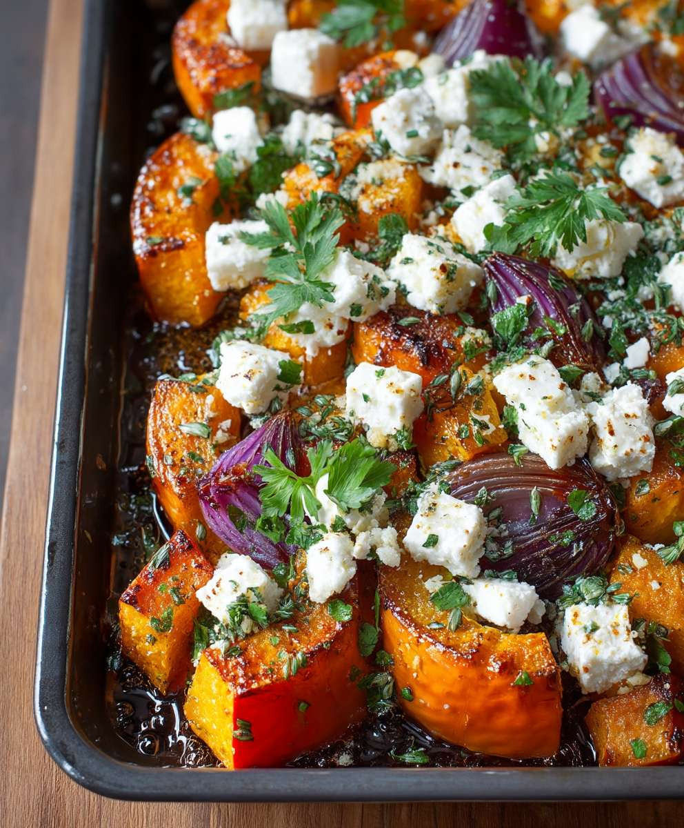 Ofenkürbis mit Ahornsirup Feta