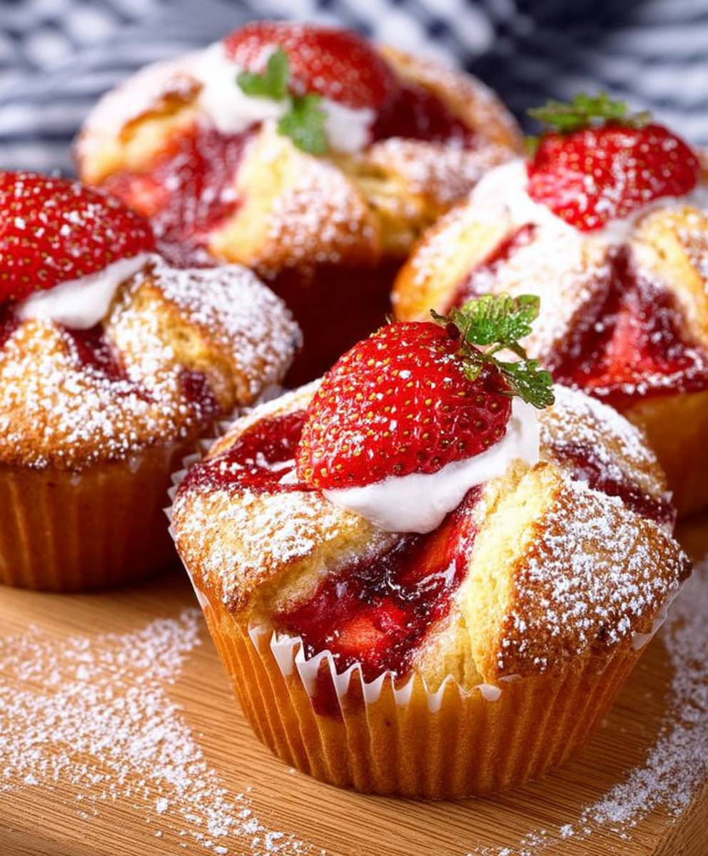 Quark Muffins mit Erdbeeren