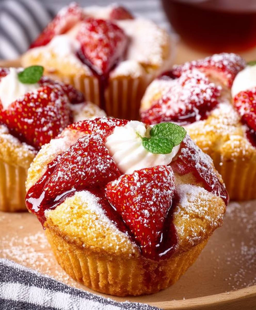 Quark Muffins mit Erdbeeren