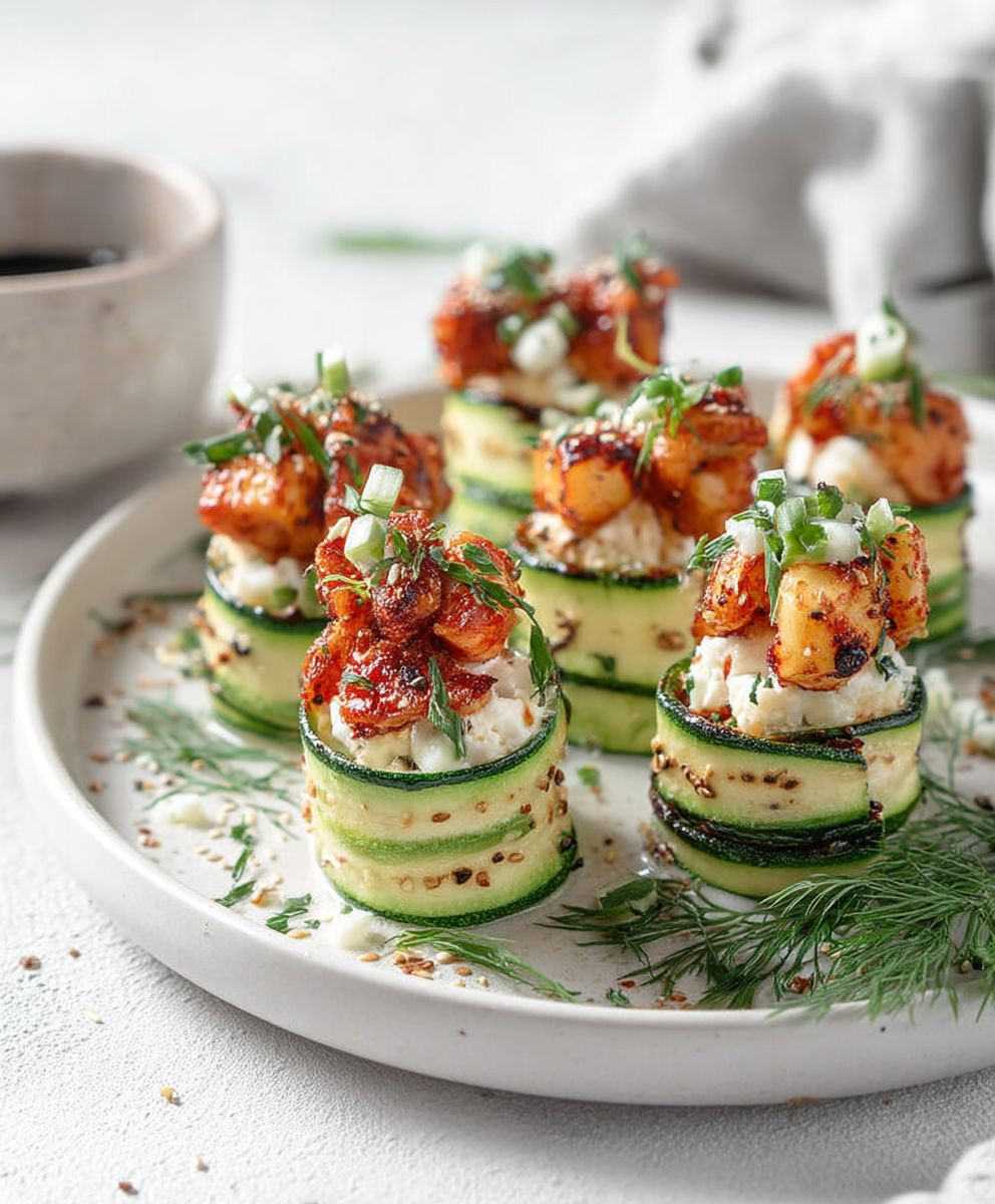 Zucchini Röllchen Frischkäse Fingerfood