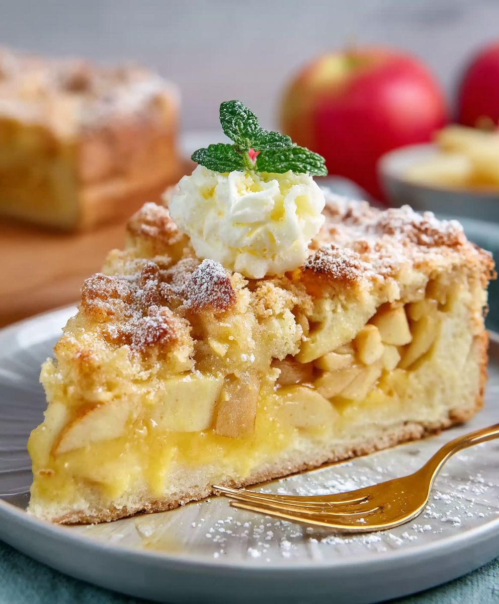 Saftiger Apfelkuchen mit Pudding