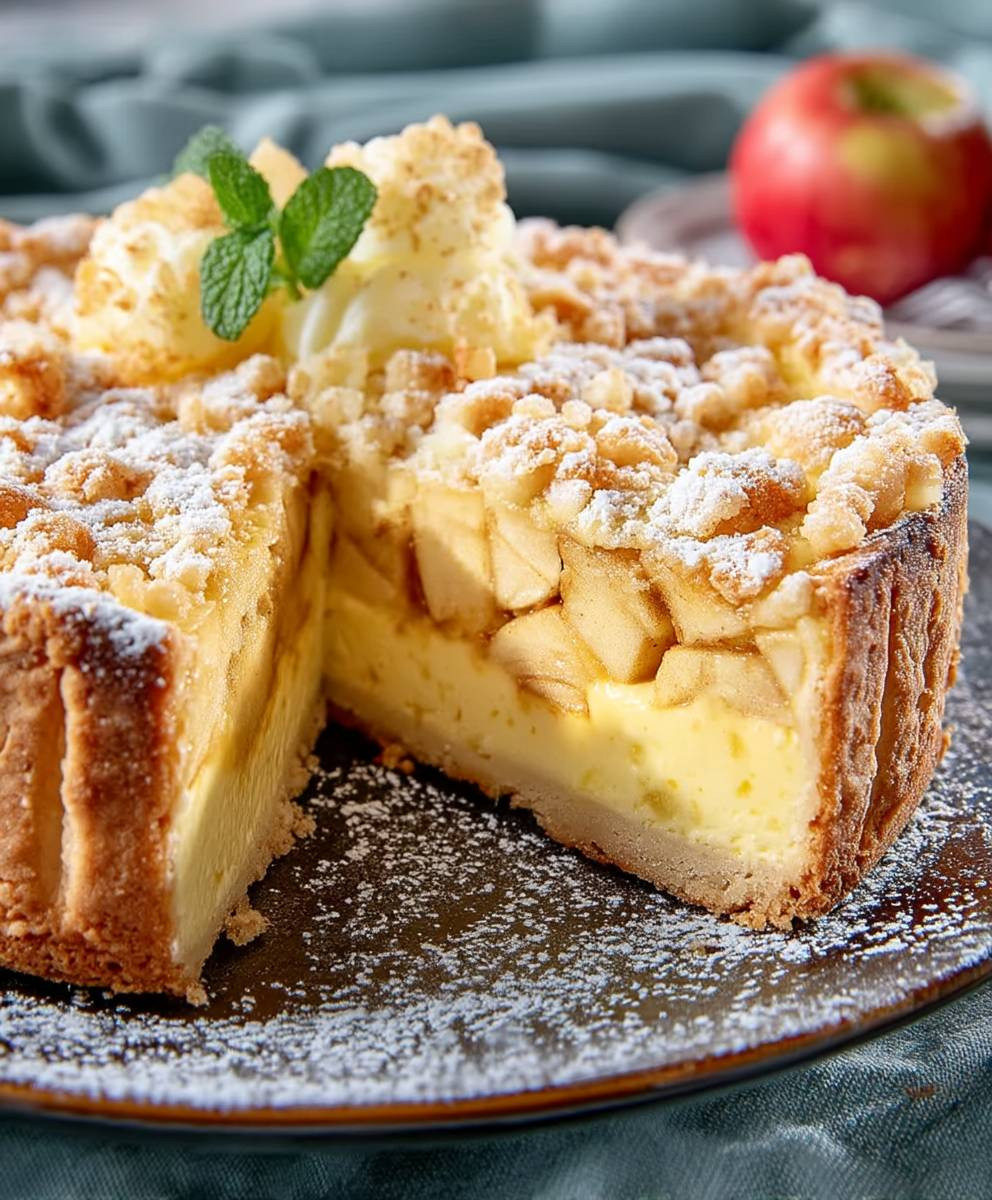 Saftiger Apfelkuchen mit Pudding