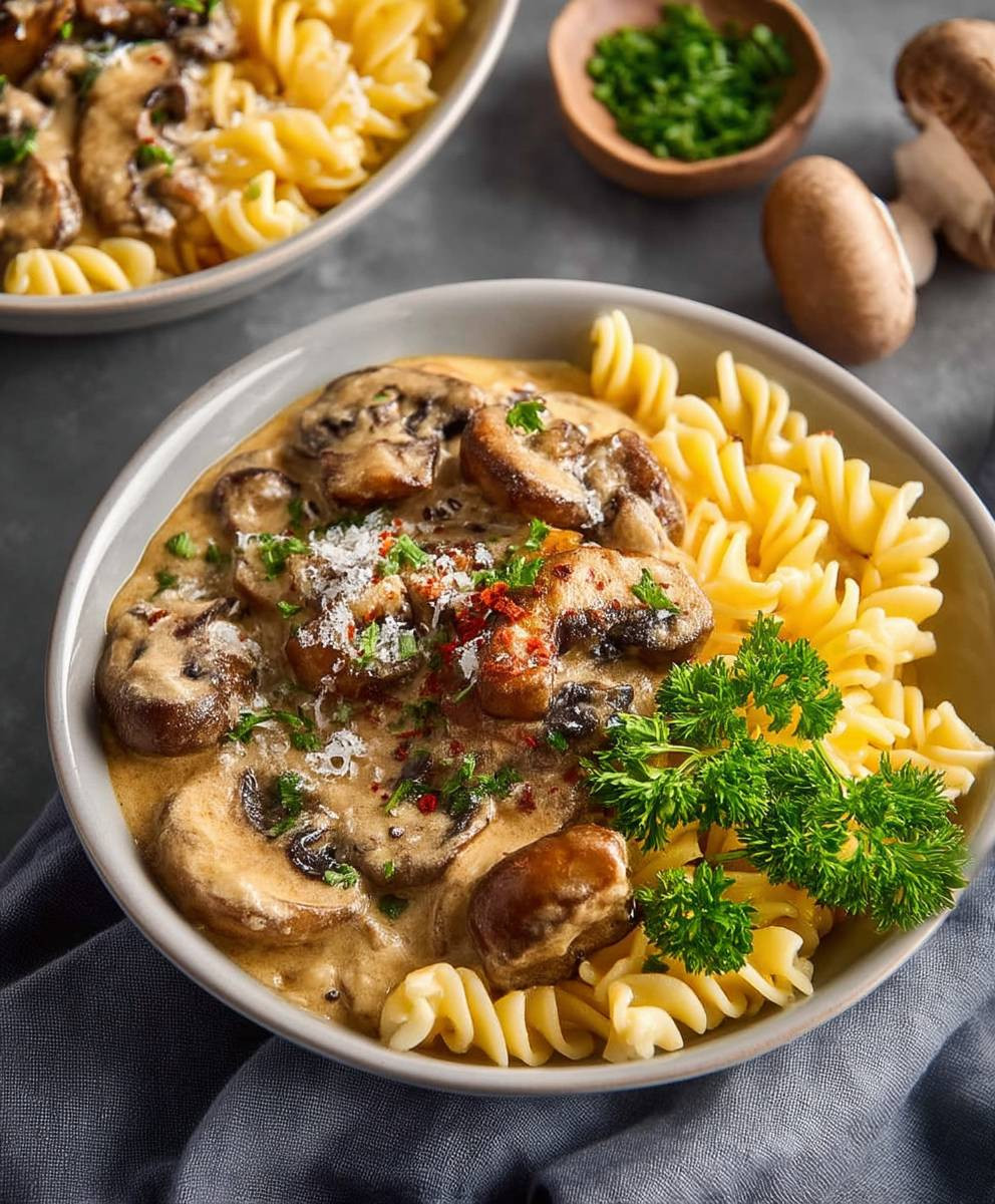 Veganer Pilz Stroganoff Schnell
