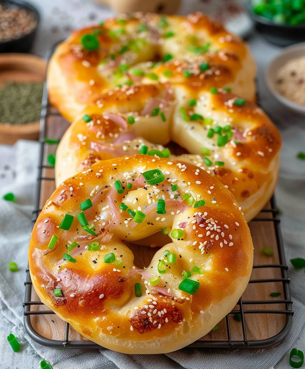 Gefüllte Brezeln mit Schinken