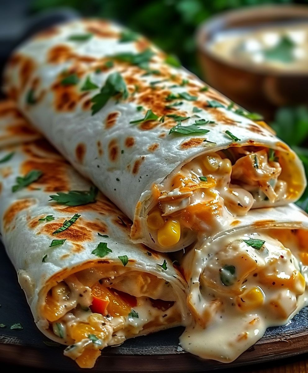 Käse Knoblauch Hähnchen Wraps
