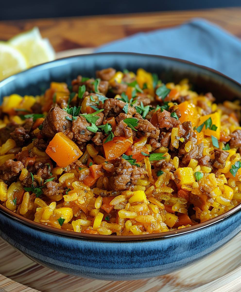 Curryreis mit Hackfleisch