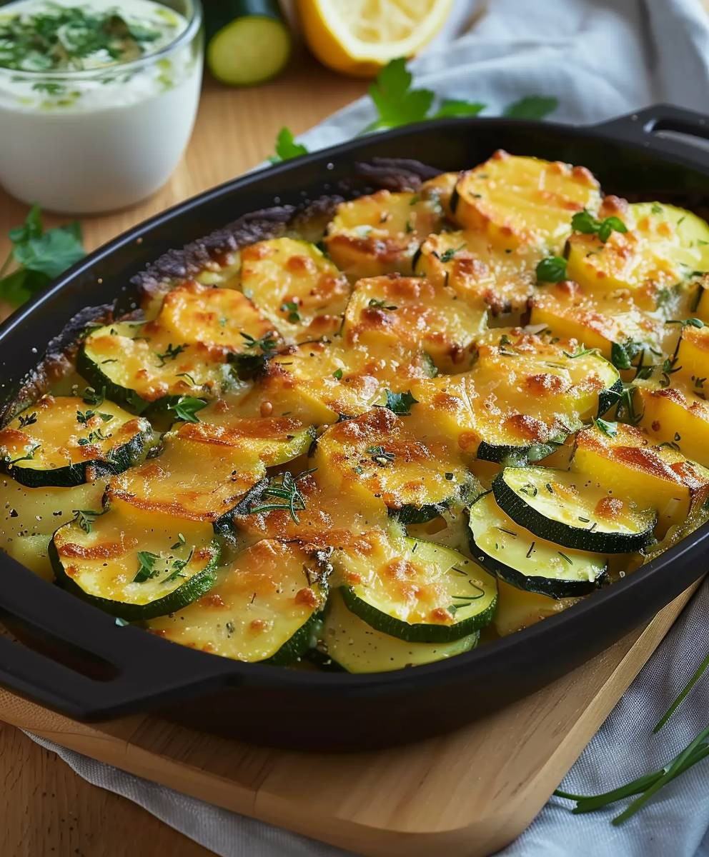 Vegetarischer Kartoffel Zucchini Auflauf