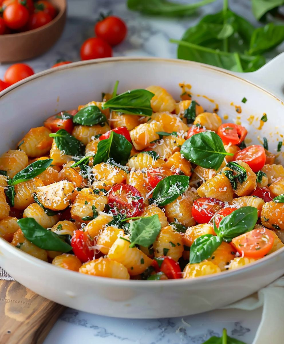 Gnocchi Pfanne Tomate Spinat