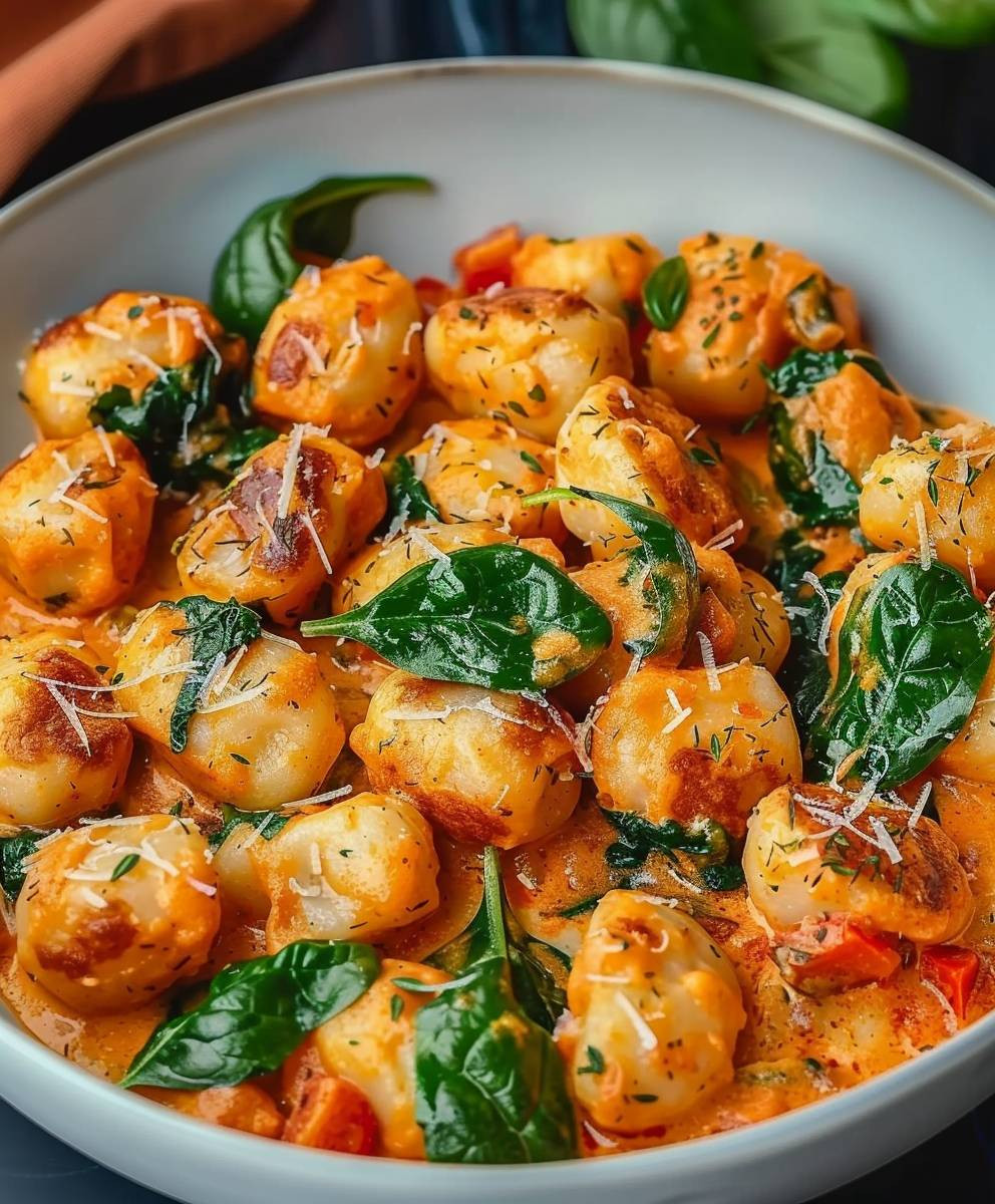 Gnocchi Pfanne Tomate Spinat