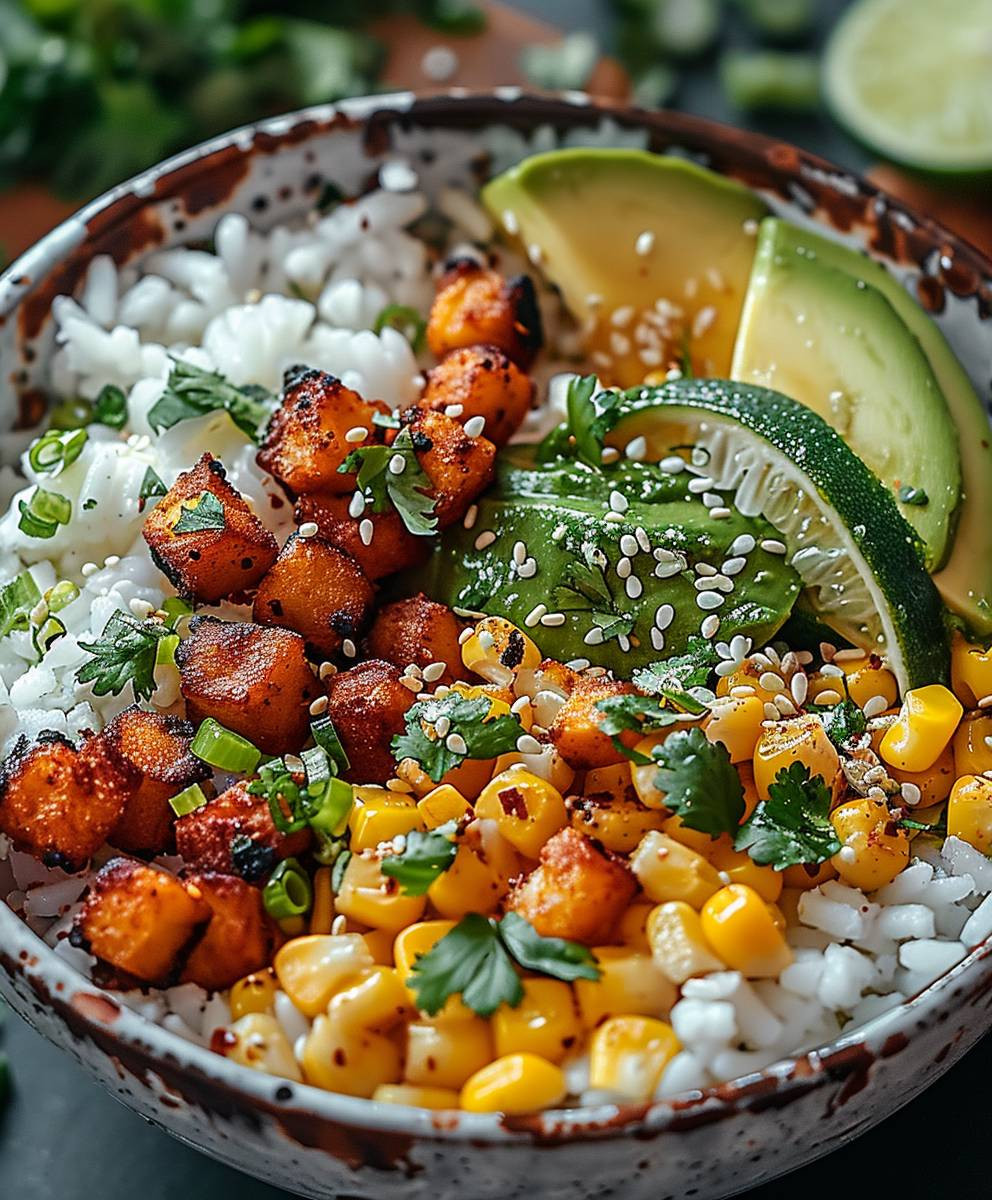 Street Corn Hähnchen Reis Bowl