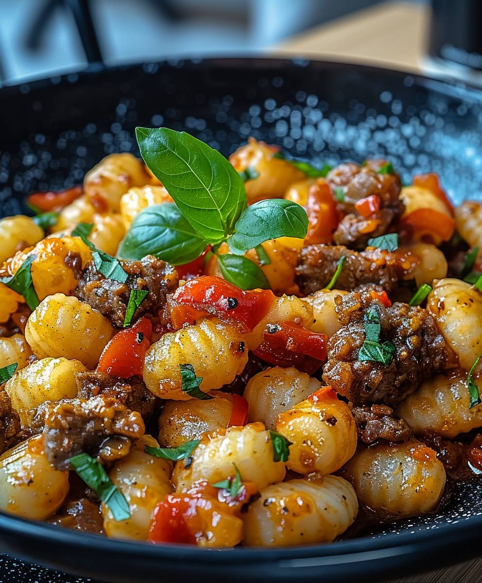 Gnocchi Pfanne Hackfleisch Paprika