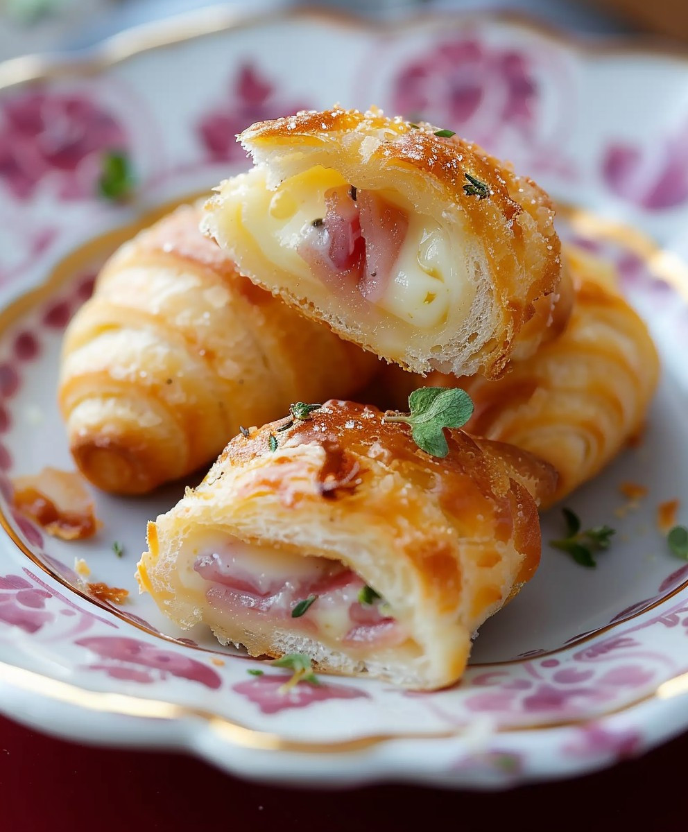 Frischkäse Hörnchen mit Käse Schinken