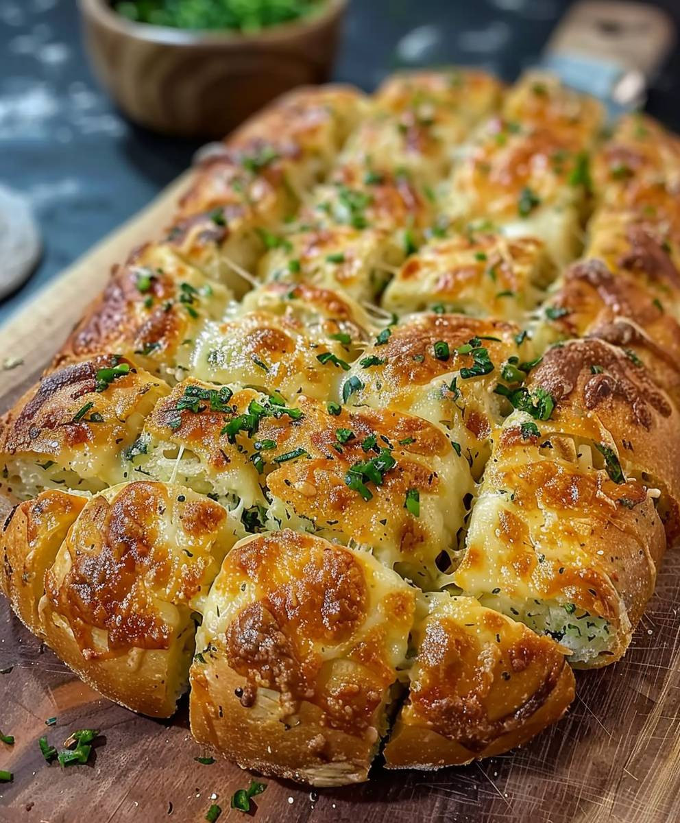 Knoblauch Mozzarella Brot backen
