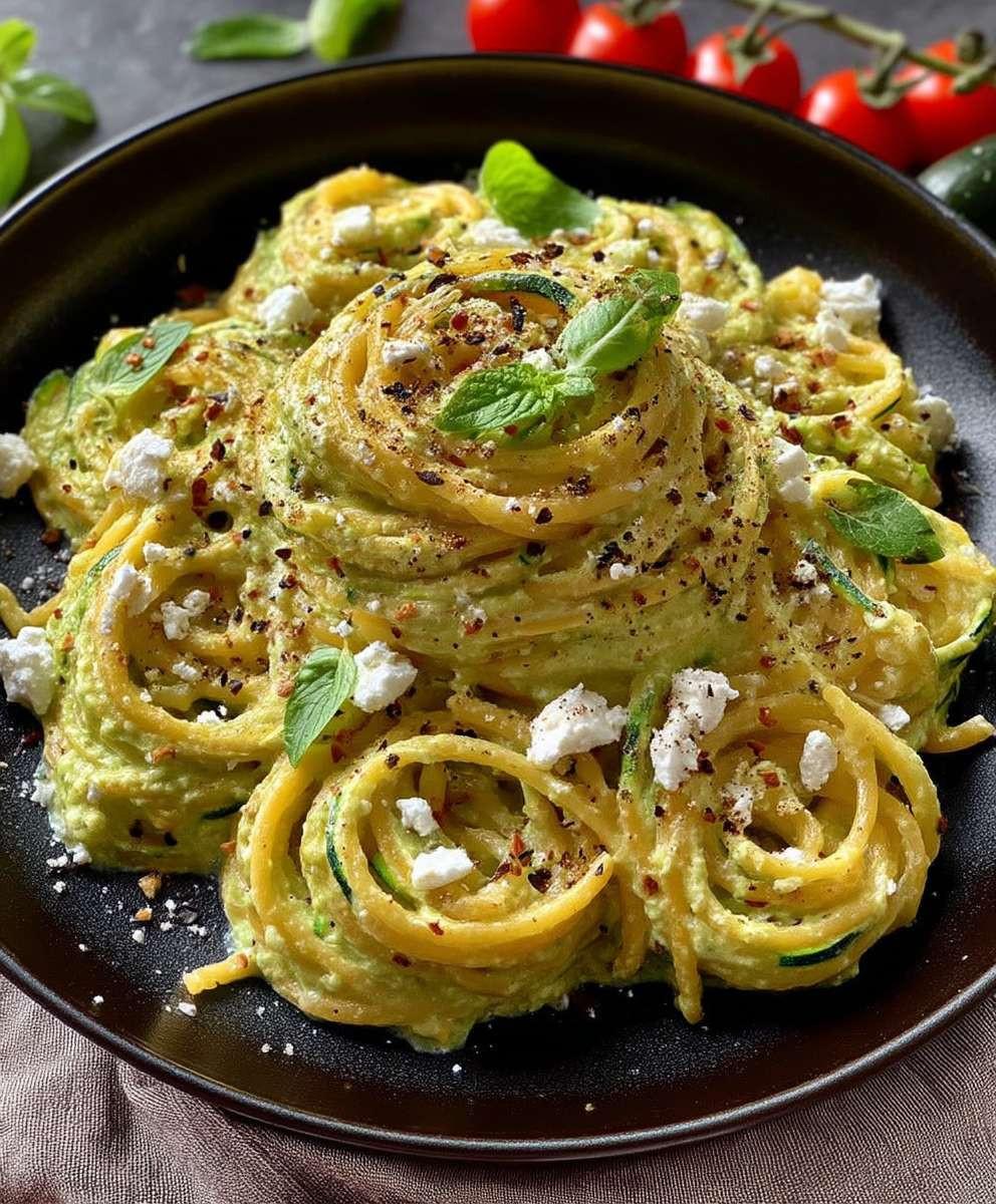 Zucchini Feta Pasta Abendessen