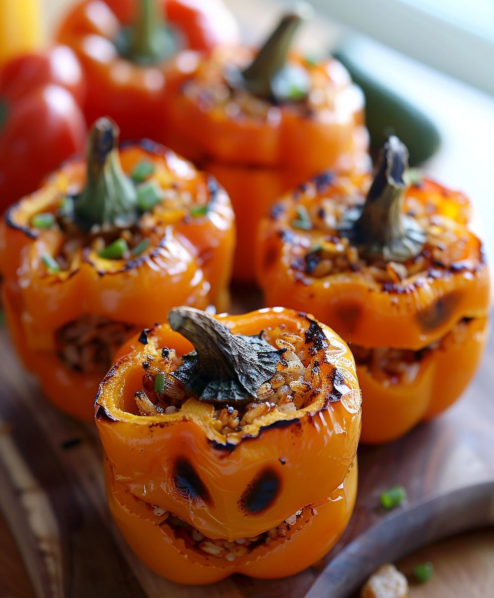 Gefüllte Paprika mit Hähnchen