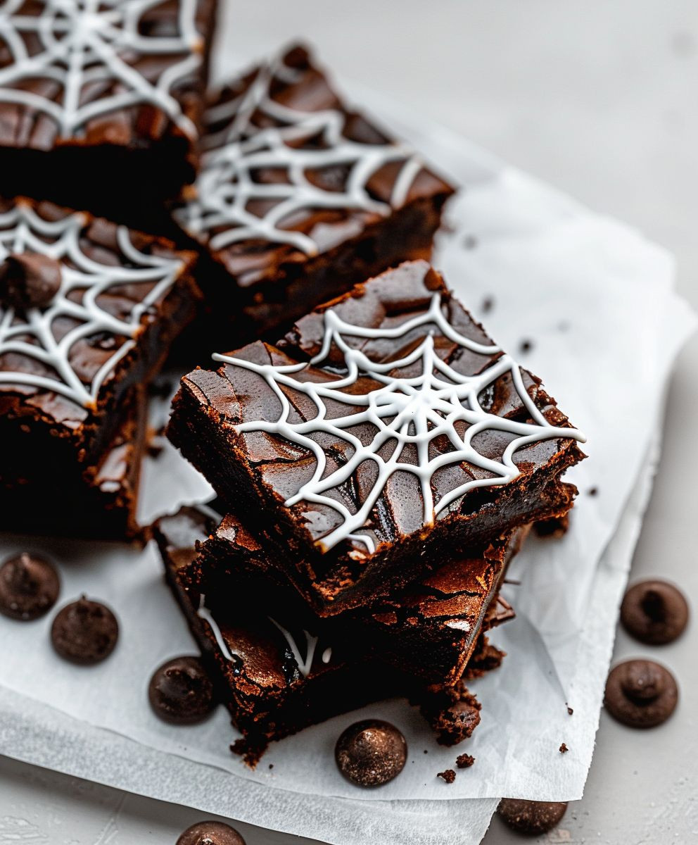 Schokoladen Brownies Spinnennetz