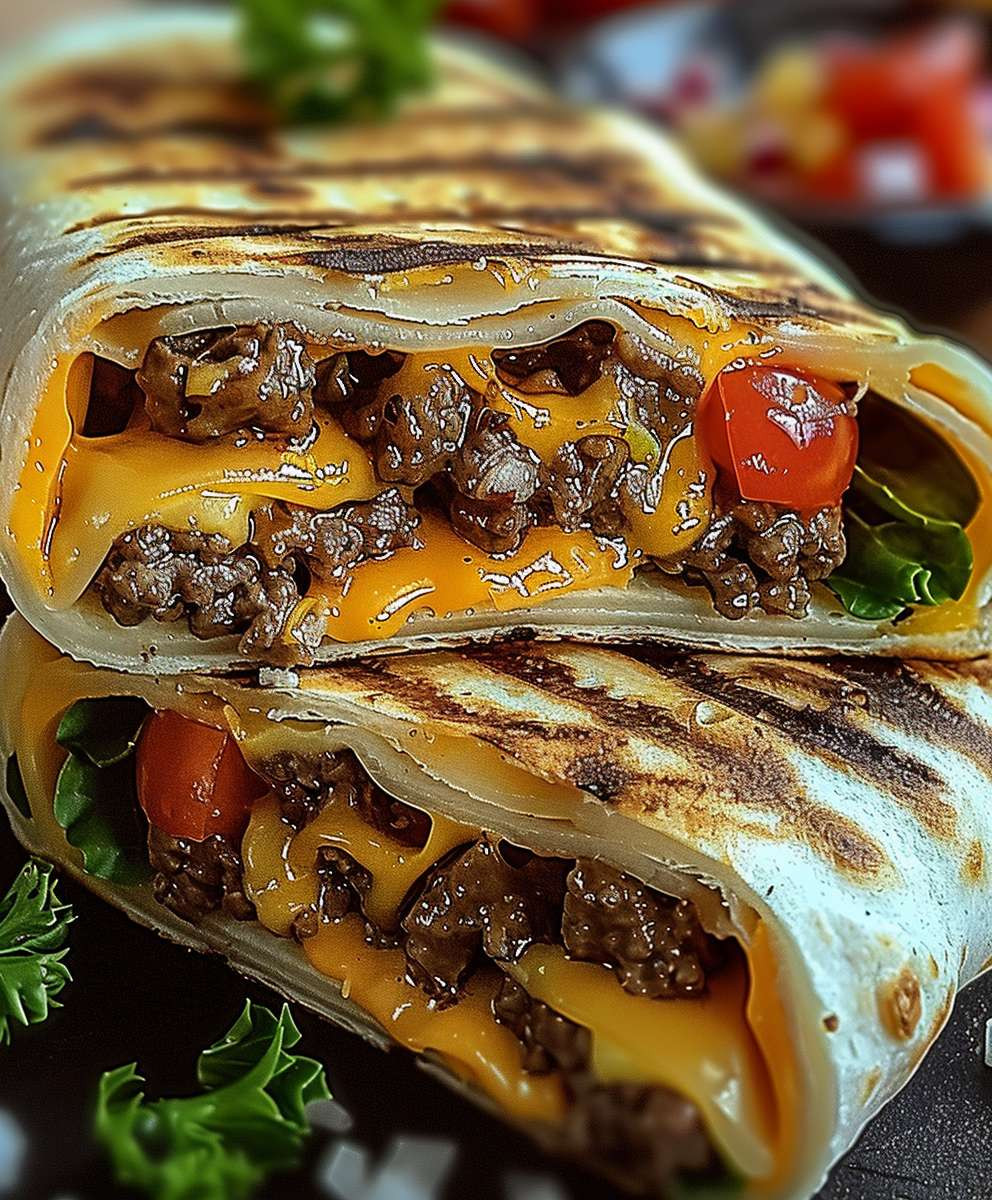 Gegrillte Cheeseburger Wraps