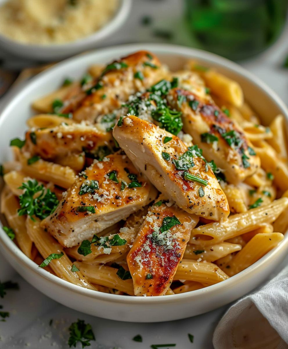 Knoblauch Parmesan Hähnchen Pasta