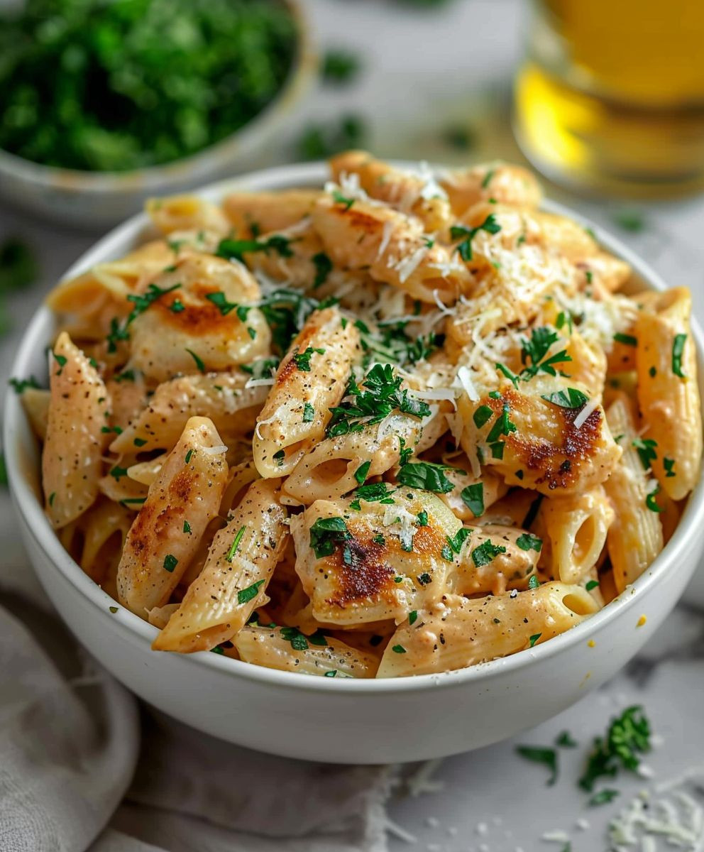 Knoblauch Parmesan Hähnchen Pasta