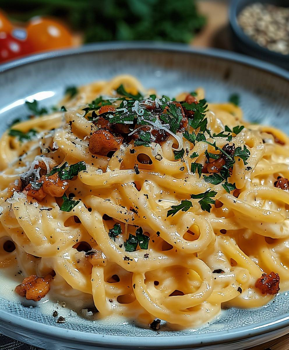 Cremige Nudelpfanne Crème fraîche