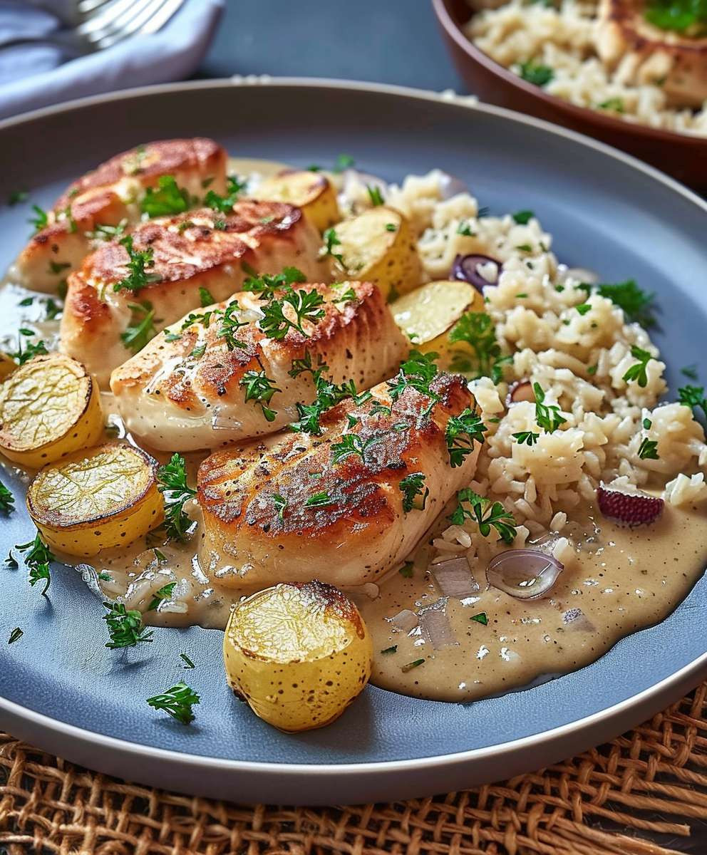 Zwiebel Sahne Hähnchen