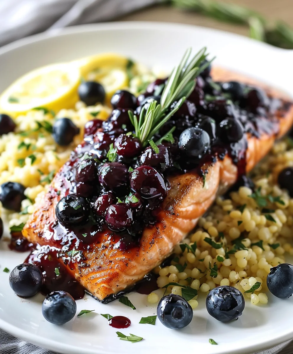 Köstlicher Lachs: Heidelbeerglasur & Zitronen-Couscous
