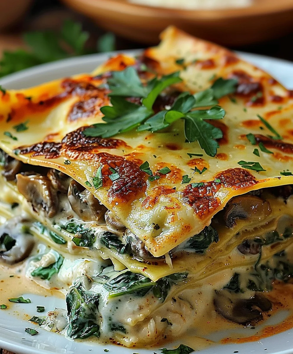 Cremige Spinat Und Pilzlasagne Eine Kostliche Vegetarische Delikatesse