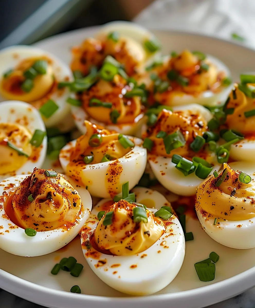Würzig-scharfe Chili-Knoblauch gefüllte Eier Rezept