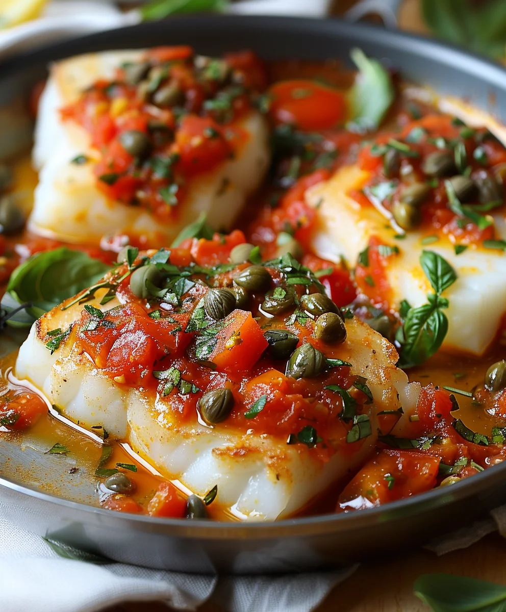 Kabeljau in Tomaten-Kapern-Sauce: Mediterraner Genuss