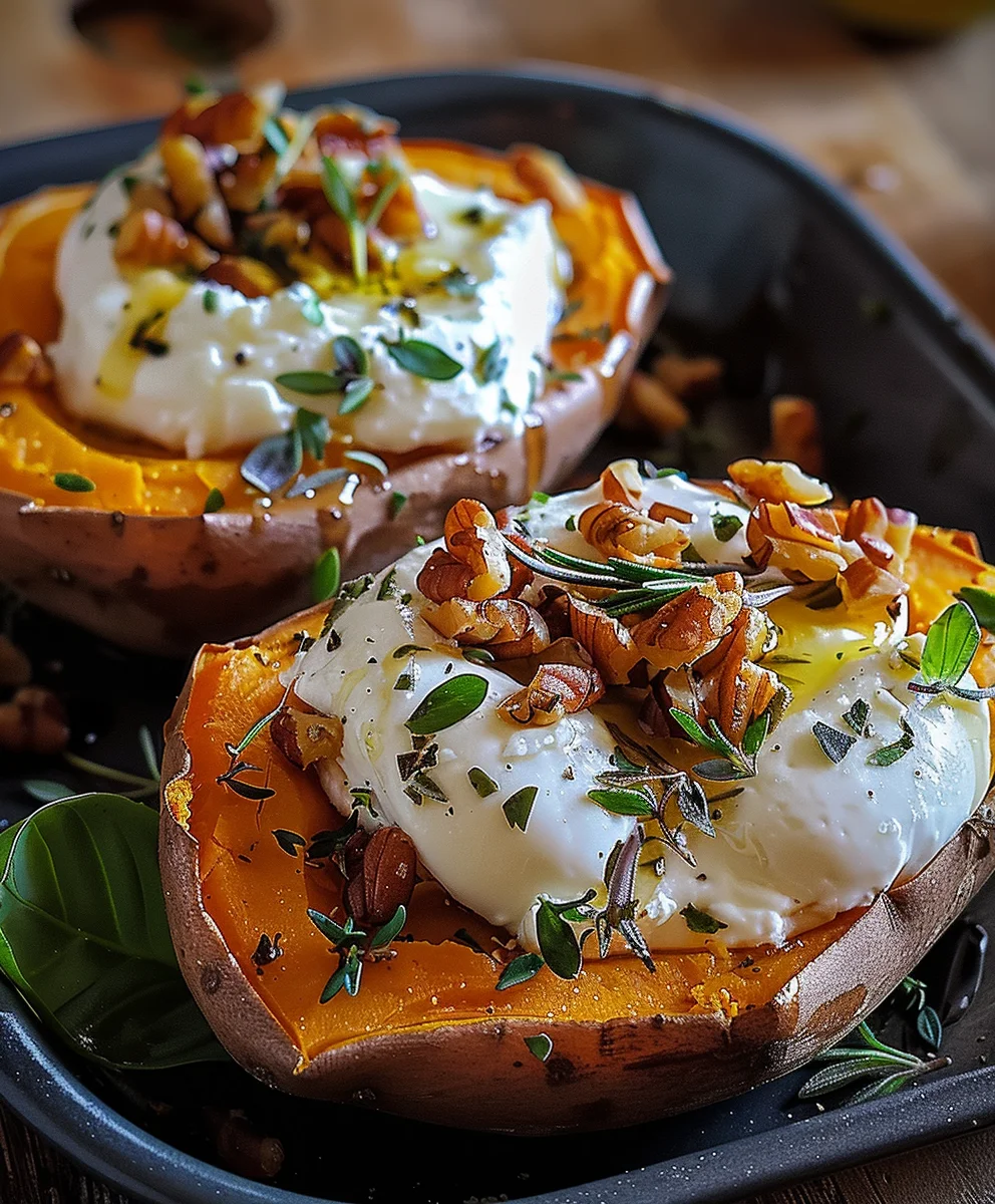 Cremige Gefüllte Süßkartoffeln mit Burrata – Lecker & Einfach!