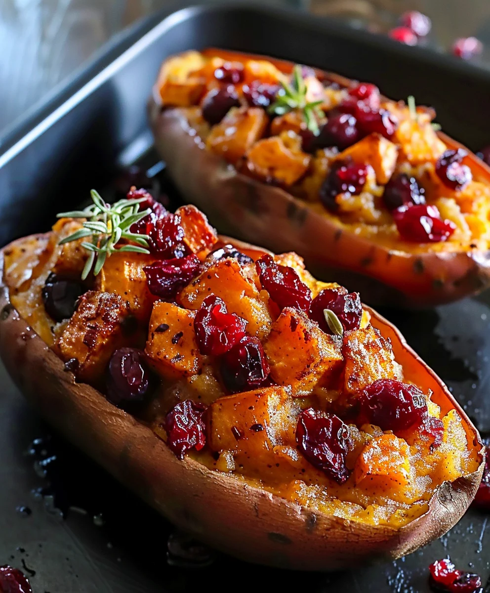 Cranberry-Apfel Süßkartoffeln: Twice Baked Leckerbissen!