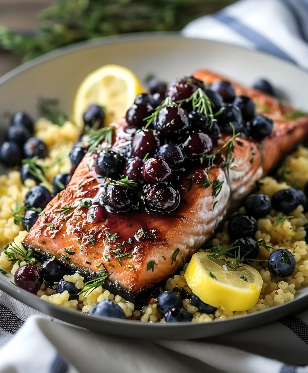 Köstlicher Lachs: Heidelbeerglasur & Zitronen-Couscous
