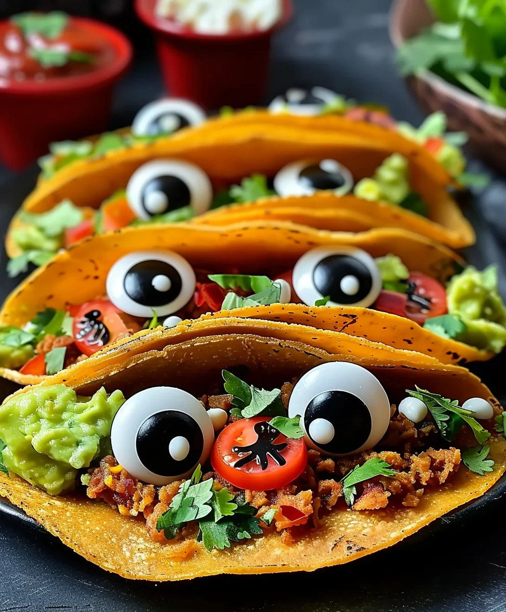 Gruselige Augen-Tacos: Schauriger Genuss für Halloween.
