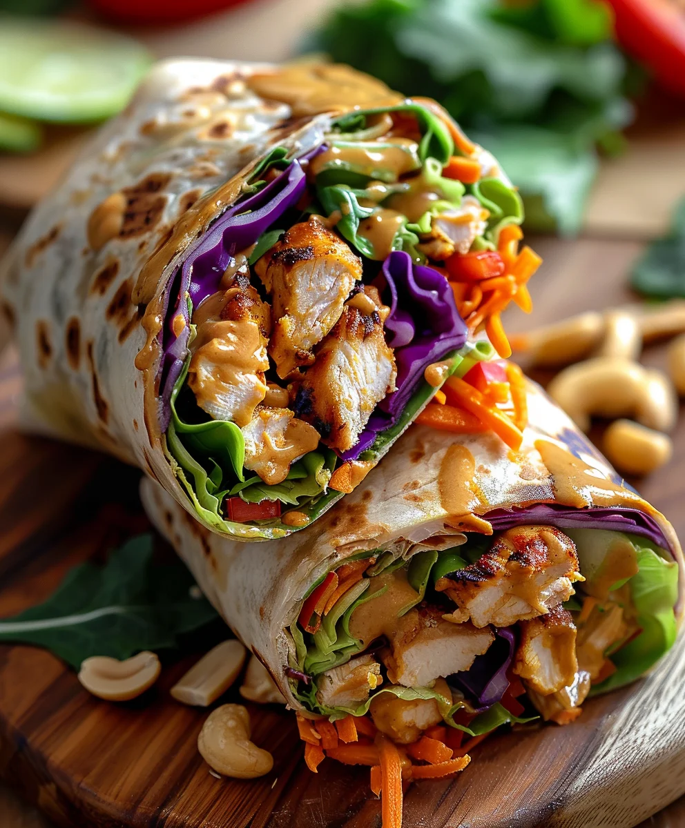 Thai Erdnuss-Hähnchen Wraps: Exotisch & Blitzschnell zubereitet