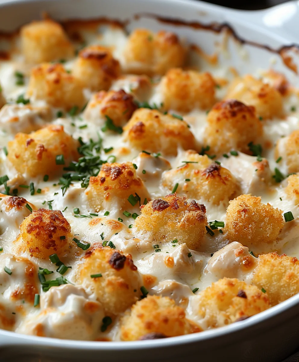 Hähnchen Alfredo Tater Tot Auflauf: Dein knuspriger Genuss!