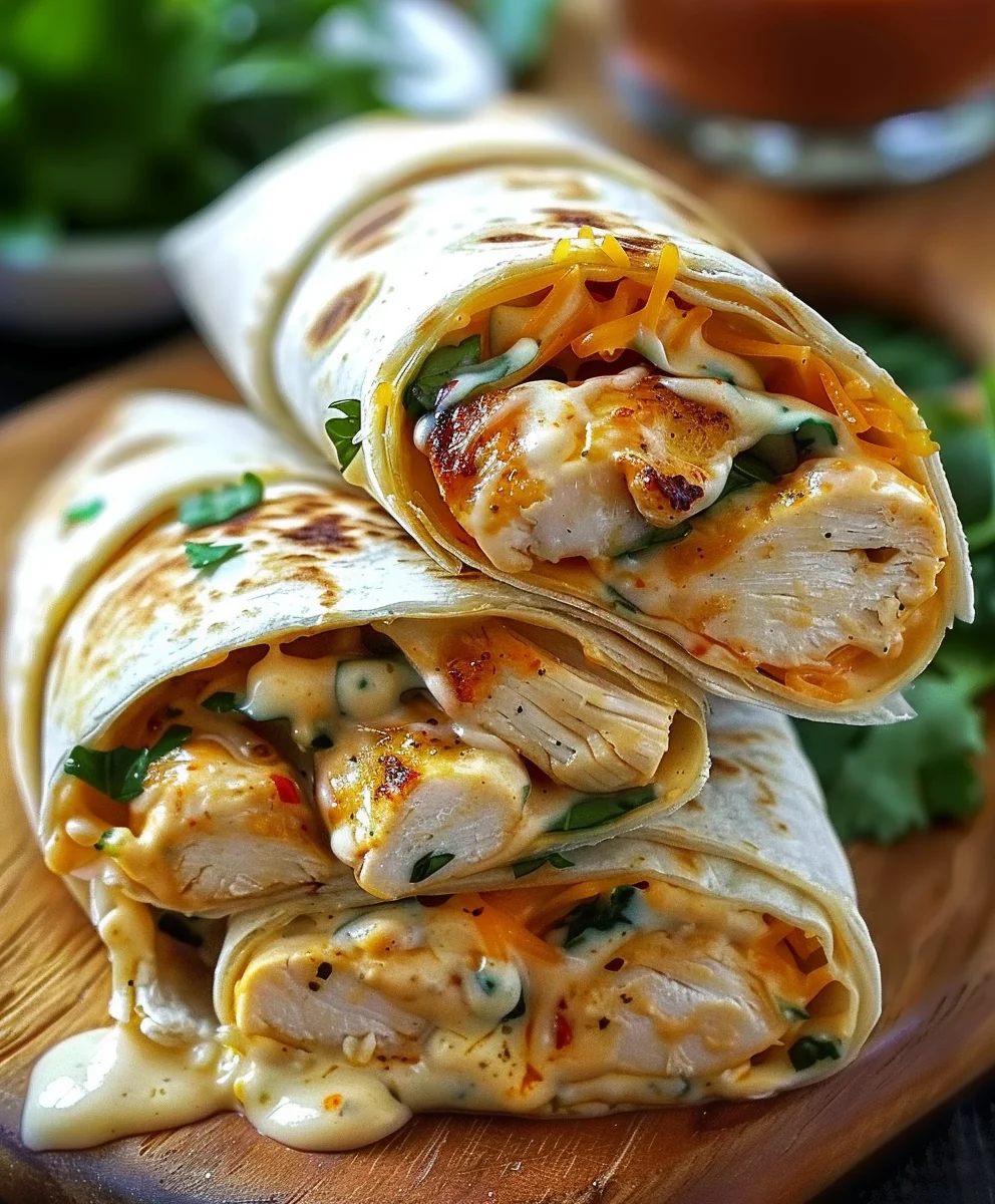 Schnelle Käse-Knoblauch Hähnchen Wraps