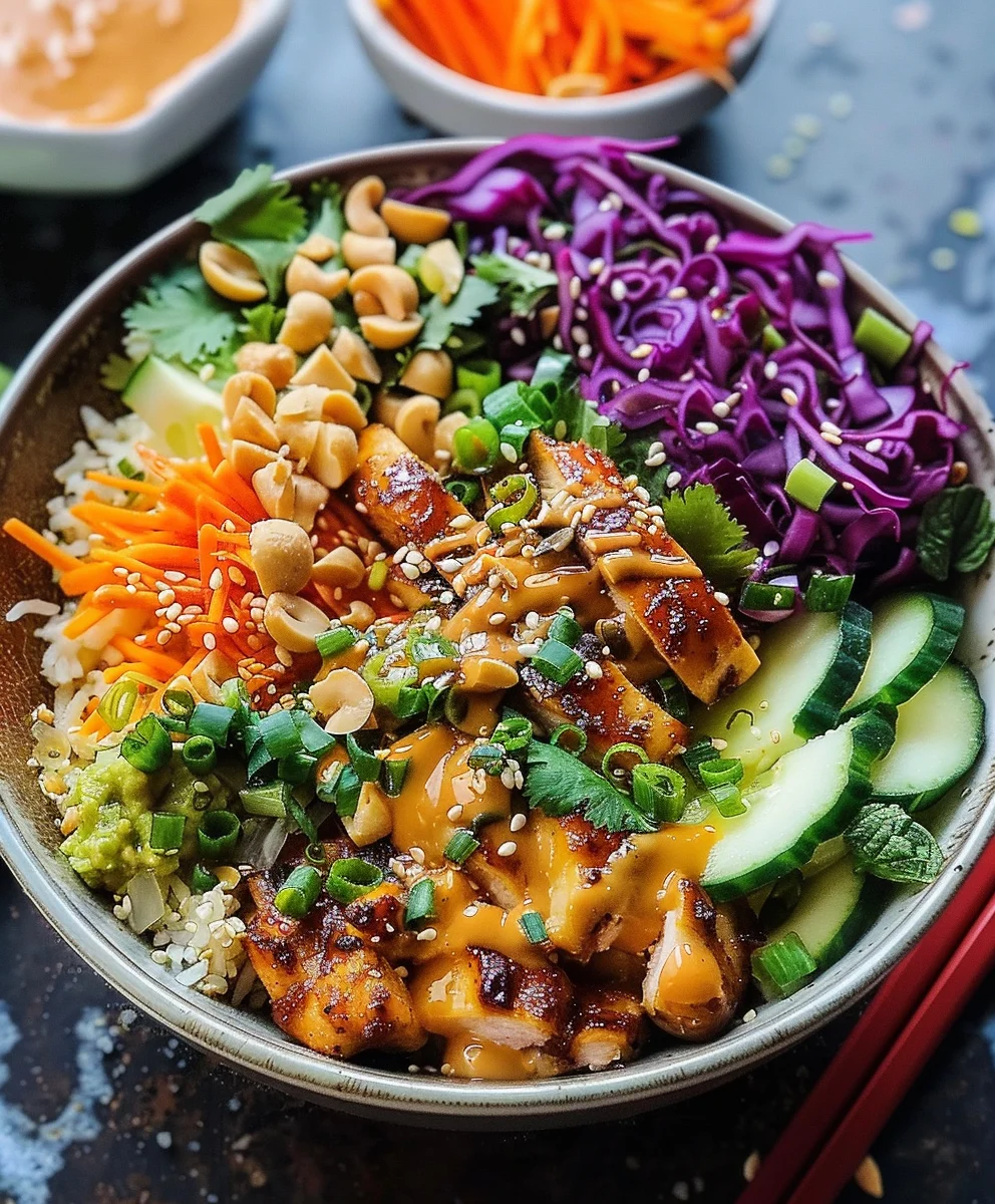 Gesunde Thai Peanut Chicken Buddha Bowls – Schnell & Lecker!