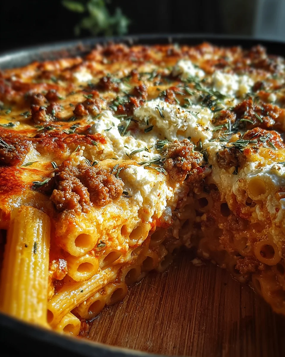 Einfacher Nudelauflauf mit Feta, Hackfleisch - für Genießer