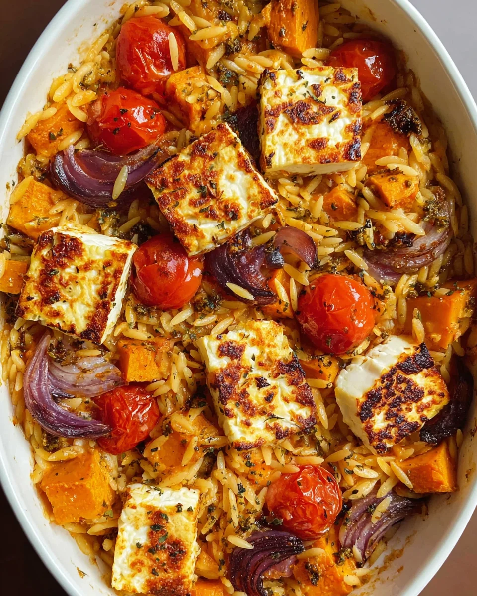 Wärmender Herbstlicher Halloumi Orzo Auflauf – Einfach & lecker
