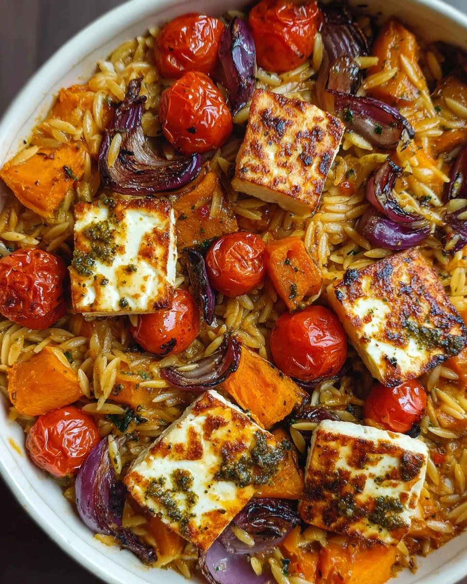 Wärmender Herbstlicher Halloumi Orzo Auflauf – Einfach & lecker