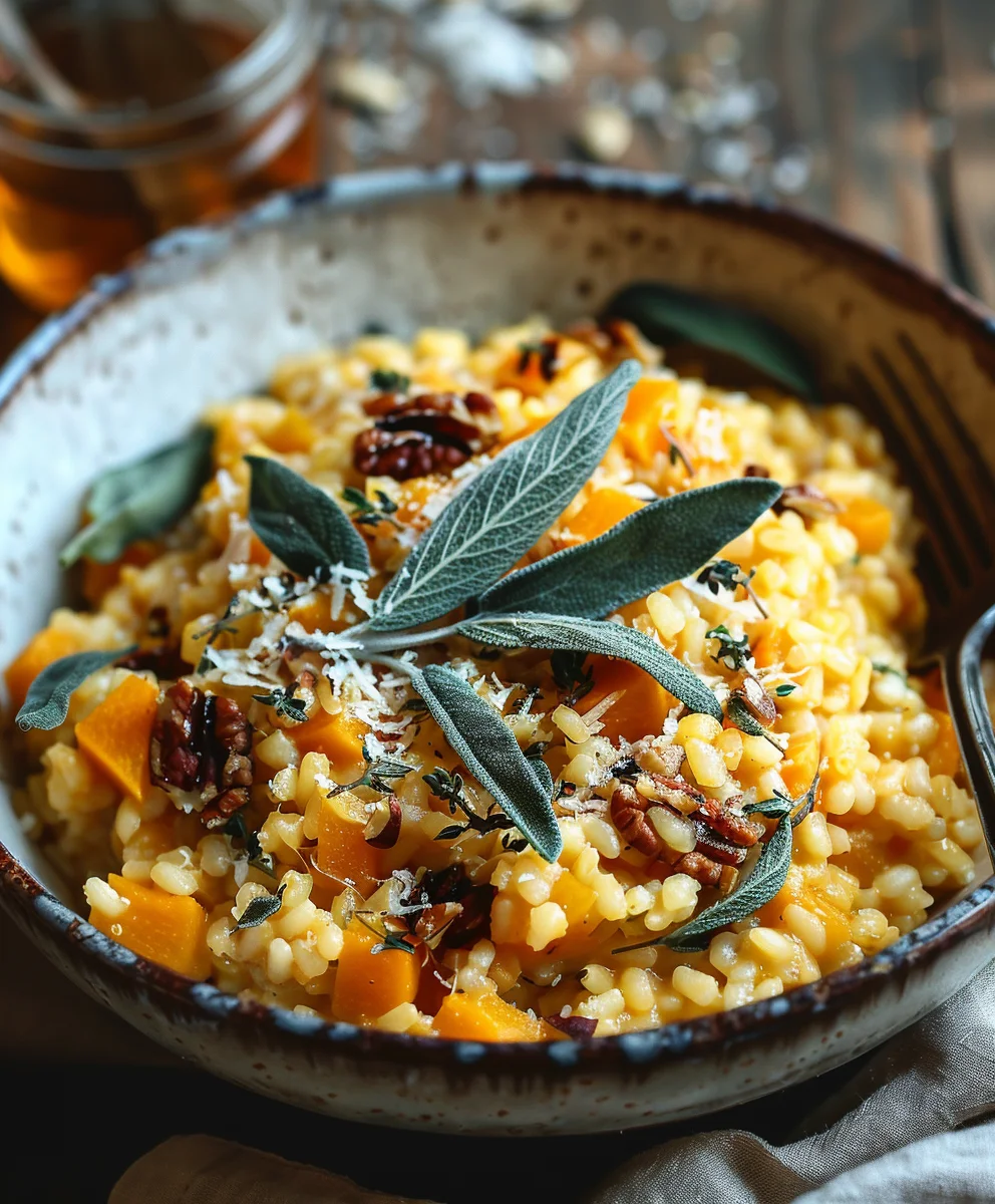 Geröstetes Butternut Kürbis Risotto mit Salbei – unwiderstehlich!