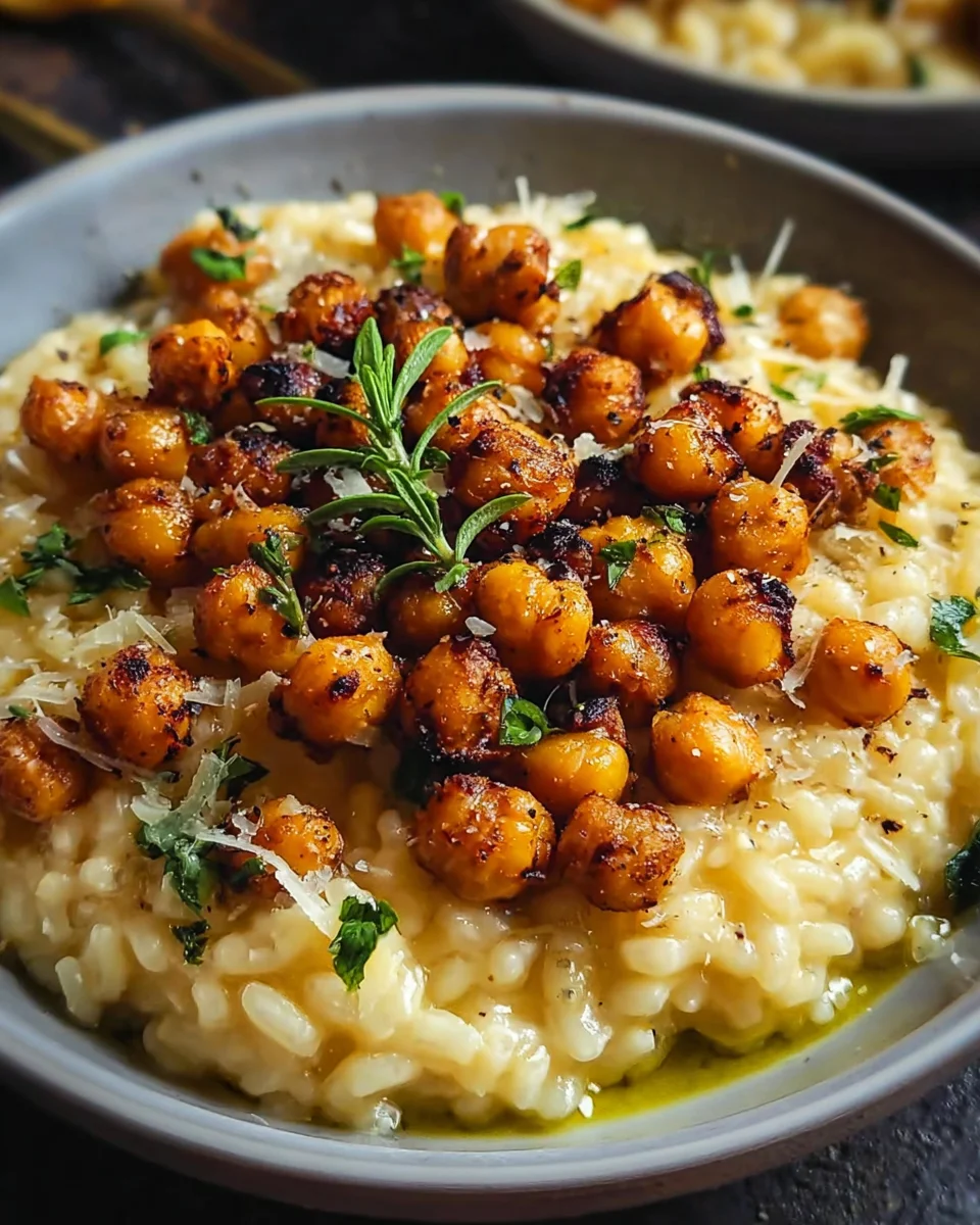 Ultimatives Zitronen Risotto mit knusprigen Kichererbsen