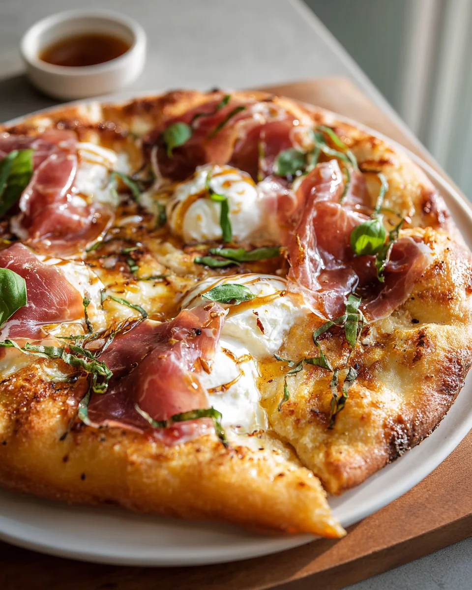 Unwiderstehliche Beef Prosciutto Honig Burrata Pizza Rezept