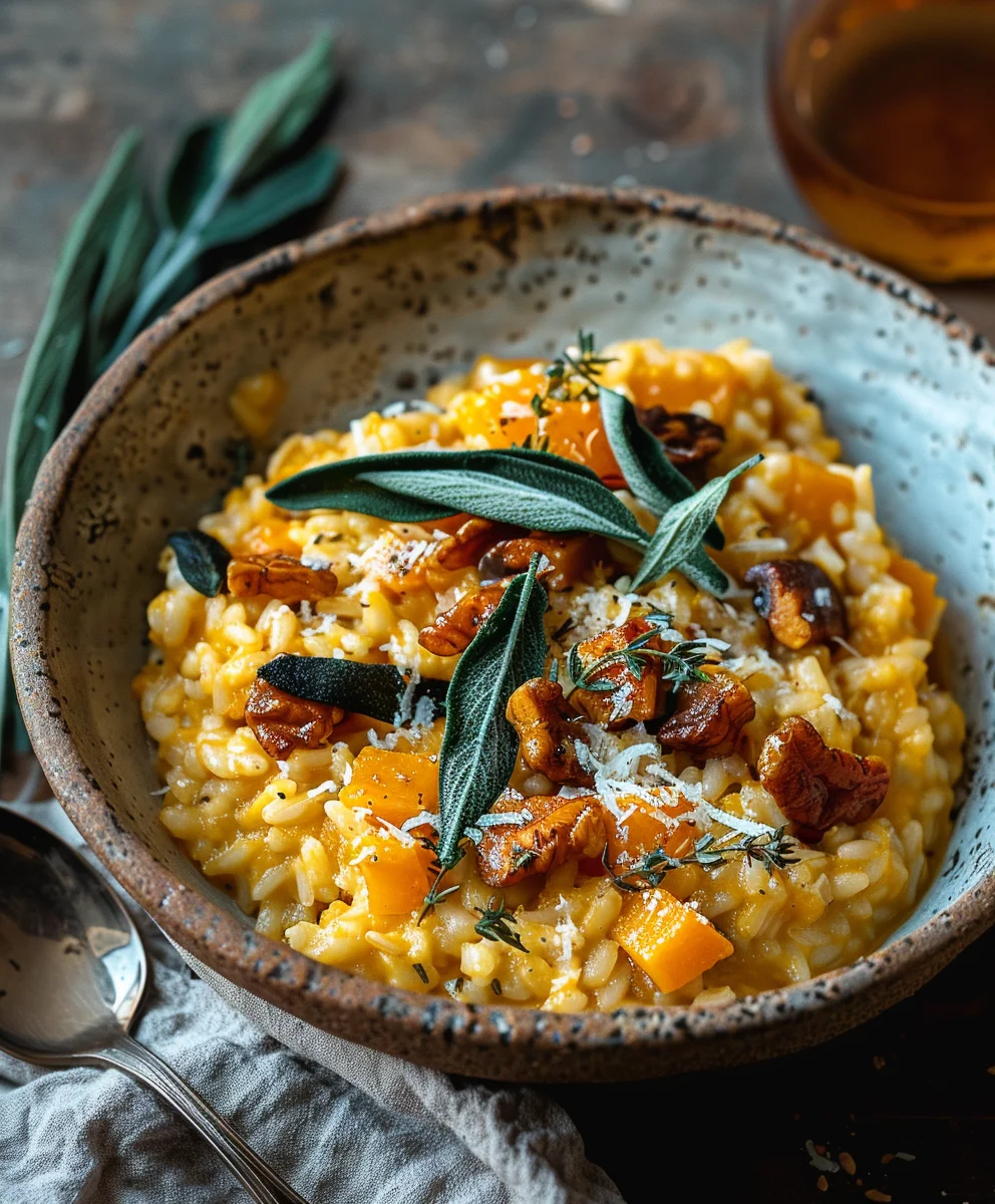 Geröstetes Butternut Kürbis Risotto mit Salbei – unwiderstehlich!