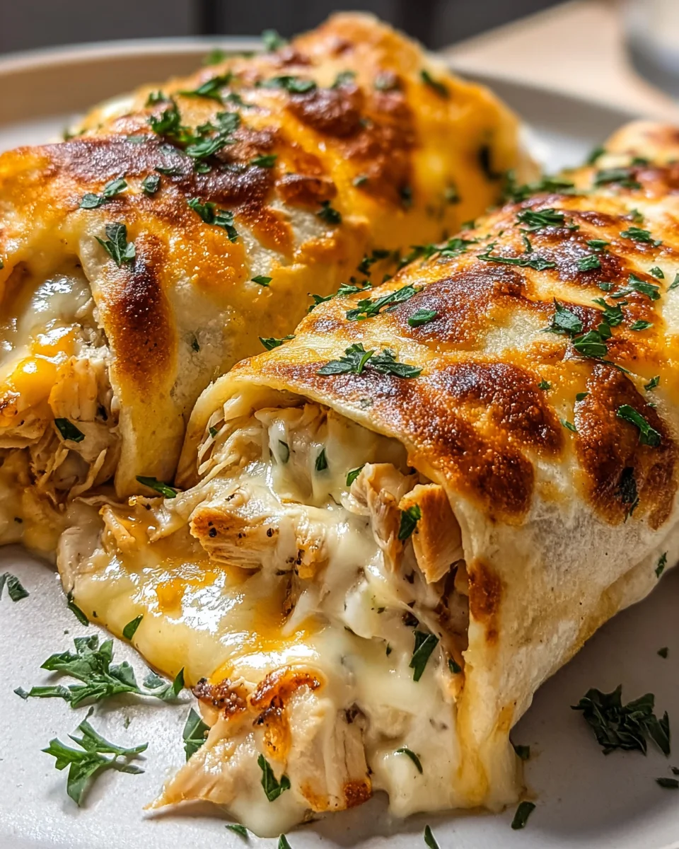 Ooey Gooey Käse-Knoblauch-Hähnchen-Wraps: Schnell & lecker!