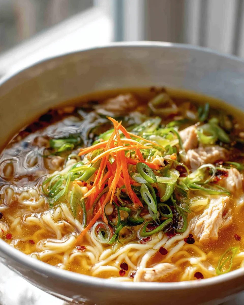 Aromatische Wacholder-Knoblauch-Hähnchen-Nudelsuppe